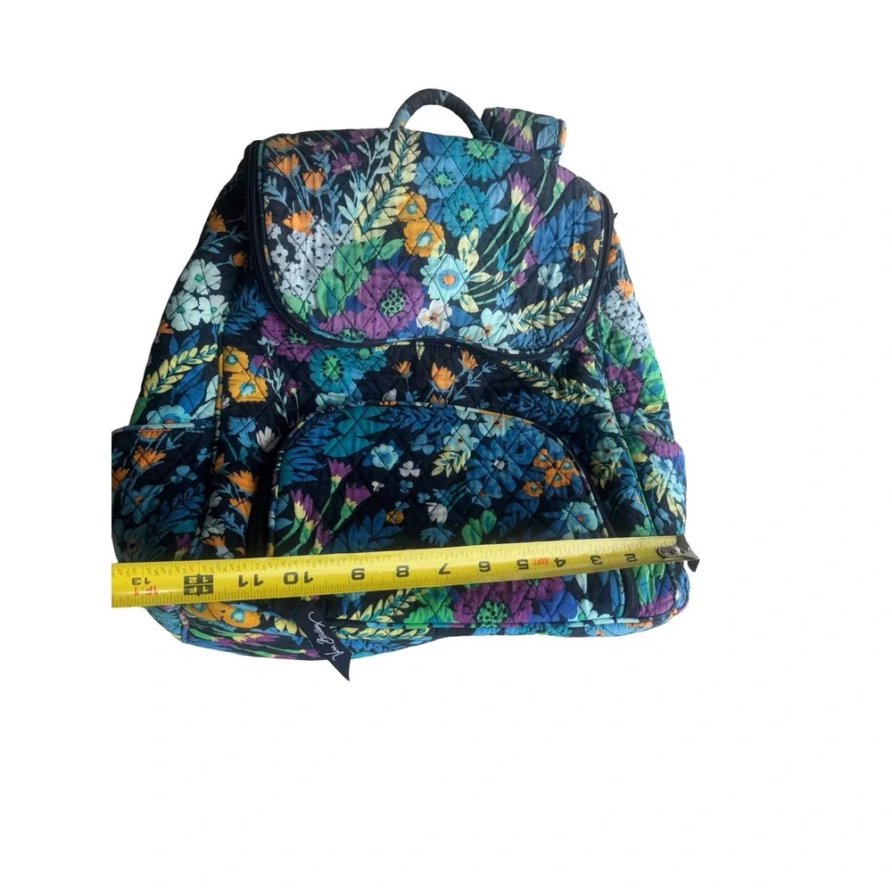 Vera Bradley Quilted Cotton Floral Backpack Blue Purple Yellow Medium Bag